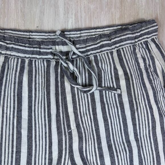 Old Navy Elastic Drawstring Waist Linen Blend Striped Wide Leg Pants Large - Picture 3 of 14